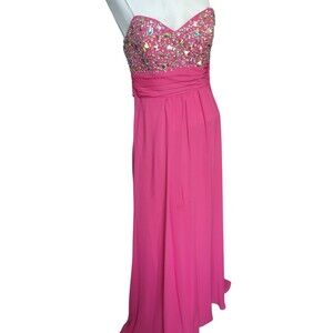 Masquerade Pink Strapless Evening Gown Size 9/10 |Beaded Formal Dress |Prom /